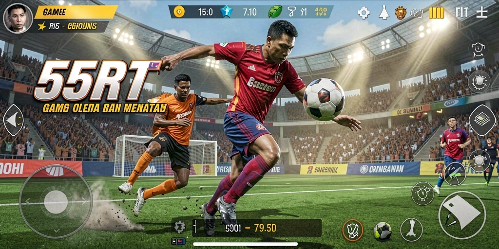 Tampilan gameplay mendebarkan dari 55RT dalam aksi olahraga.
