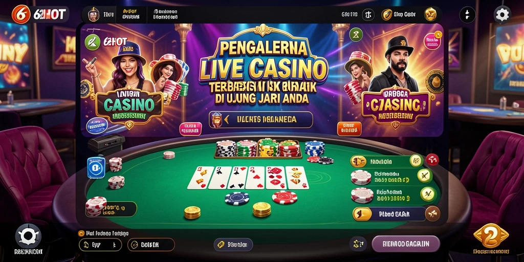 Menampilkan dealer langsung dalam permainan Live Casino yang seru.