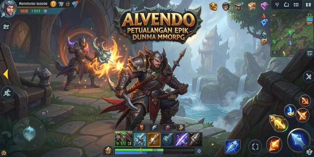 Screenshot gameplay ALVENDO yang menampilkan aksi pertarungan seru di MMORPG.