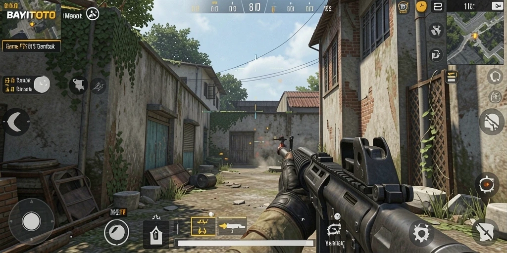 Tampilan gameplay intens dari BAYITOTO dalam pertempuran FPS.