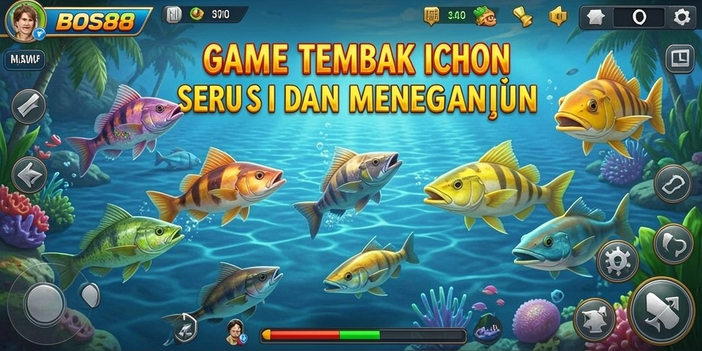 Tampilan gameplay seru dalam permainan Tembak Ikan BOS88.