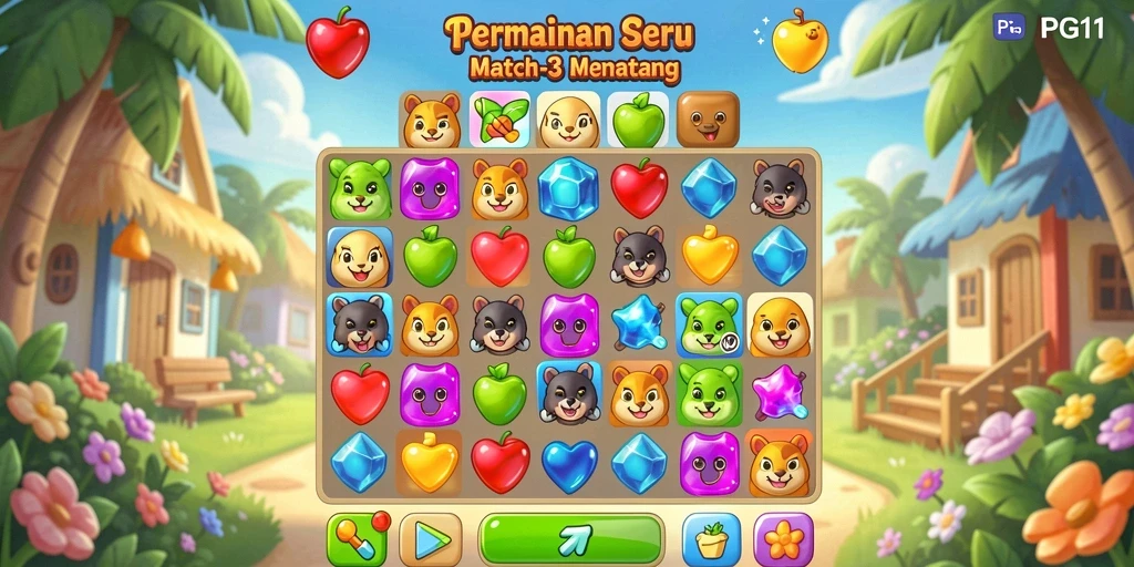 Tampilan gameplay PG11 yang penuh warna dan seru.