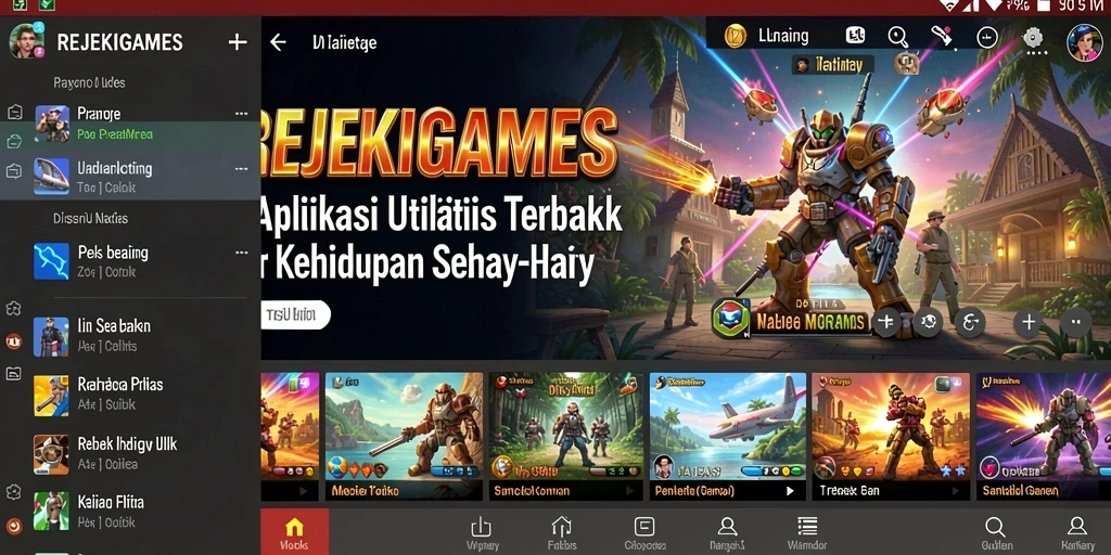 Tampilan antarmuka intuitif REJEKIGAMES dengan fitur praktis.
