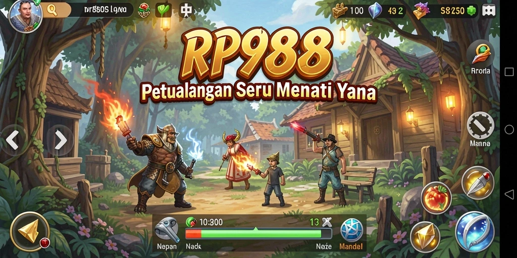 Screenshot utama RP888 menampilkan aksi petualangan seru.