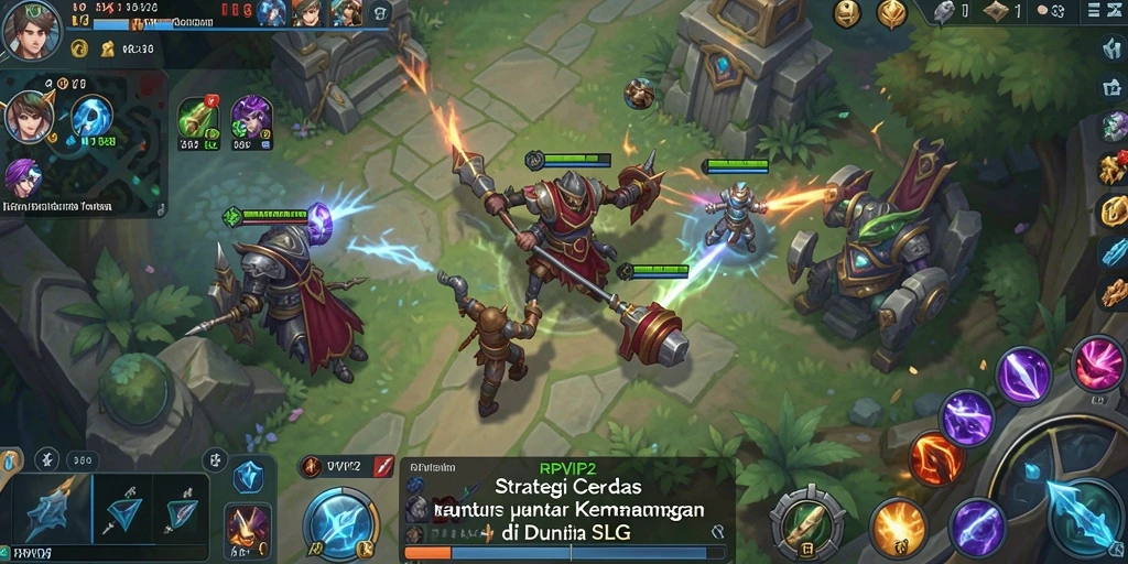 Screenshot utama RPVIP2 menampilkan aksi pertempuran strategis antara aliansi pemain.