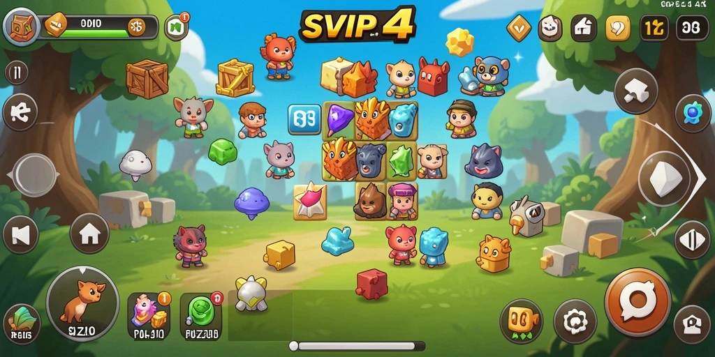 Tampilan gameplay SVIP4 menampilkan beragam puzzle yang menantang.