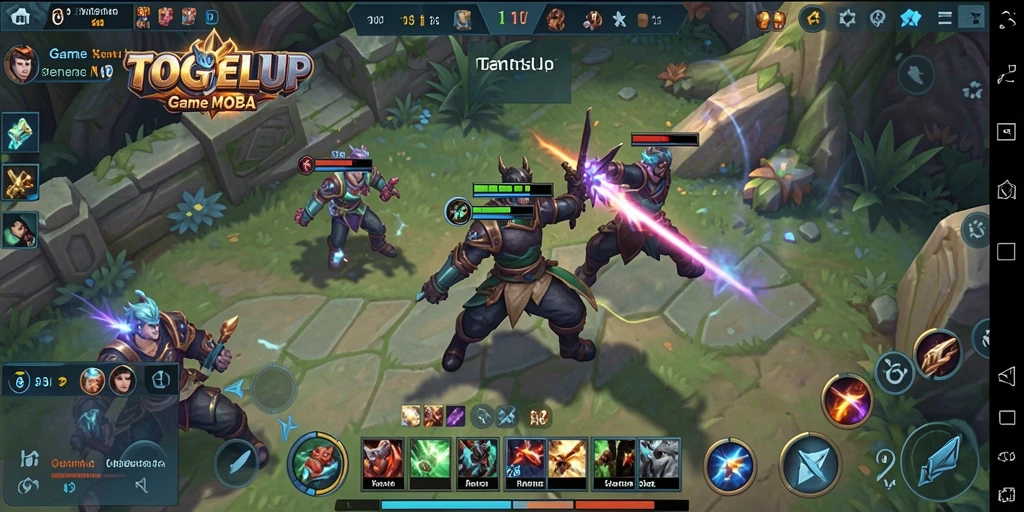 Tampilkan aksi intens dalam gameplay TOGELUP MOBA.