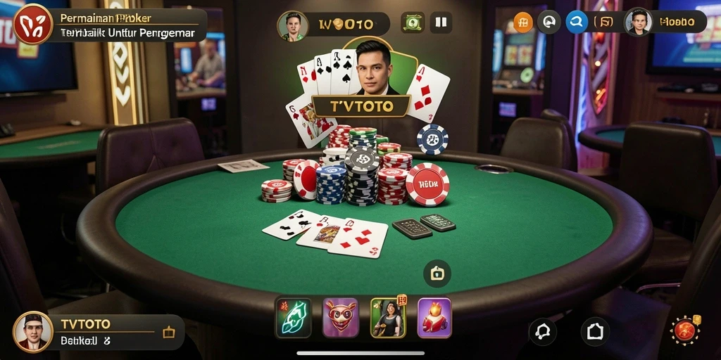 Screenshot gameplay TVTOTO menampilkan suasana poker yang seru.